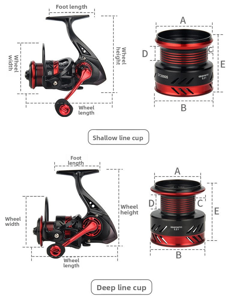 Double Crank Handle Spinning Reel Full Metal Line Cup Lure Fishing Reel Gapless Fishing Reel Long Casting Sea Rod Reel DY