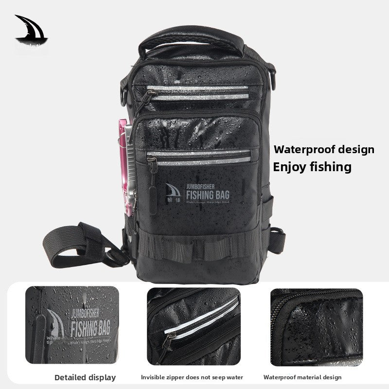 Multifunctional Waterproof Lure Backpack Single Shoulder Crossbody Lure Bag with Rod Insertion Wholesale Fishing Bag Bait Bag