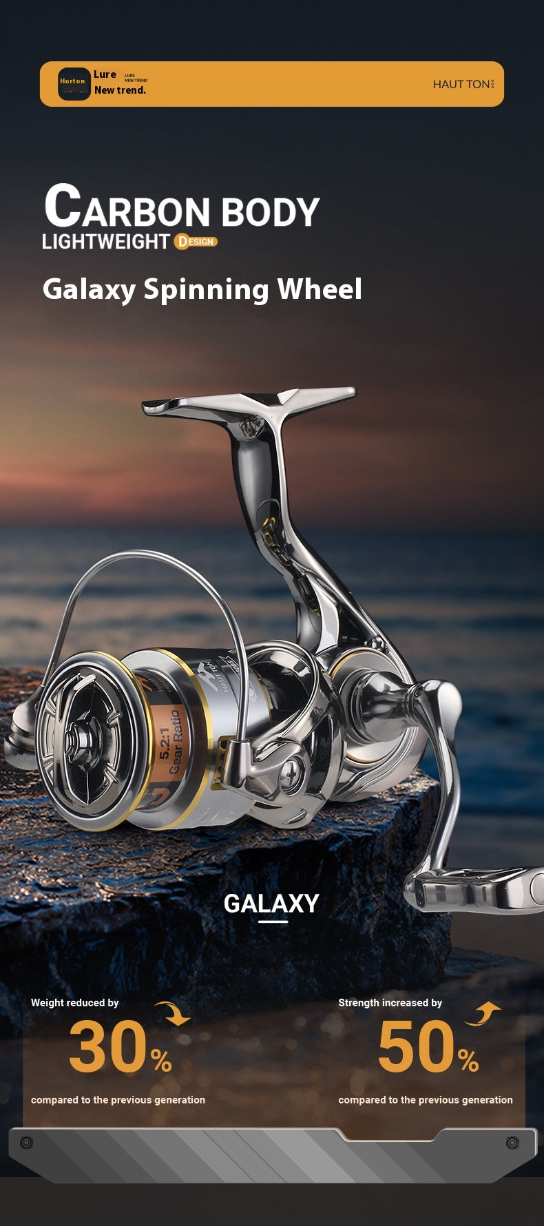 Micro Spinning Wheel Carbon Body Only 165g Long Casting Lure Fishing Reel 6+1 Bearing Screw-in Fishing Reel