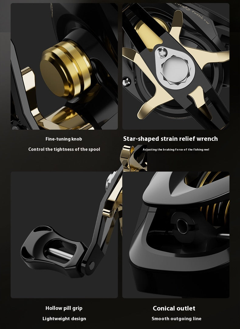 Electroplated Universal Water Drop Reel Lure Casting Fishing Reel with Drag Alarm 7.2:1 Metal Fishing Reel