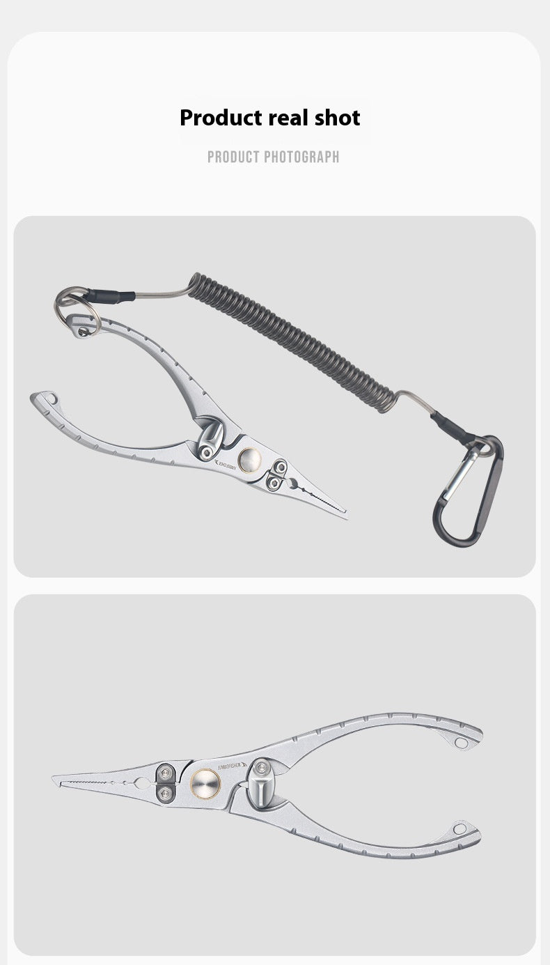 Multifunctional Micro Lure Pliers with Anti-Lost Rope, Rust-Resistant Aluminum Alloy Pliers for Hook Removal, Ring Opening, and Lead Pressing Lure Pliers