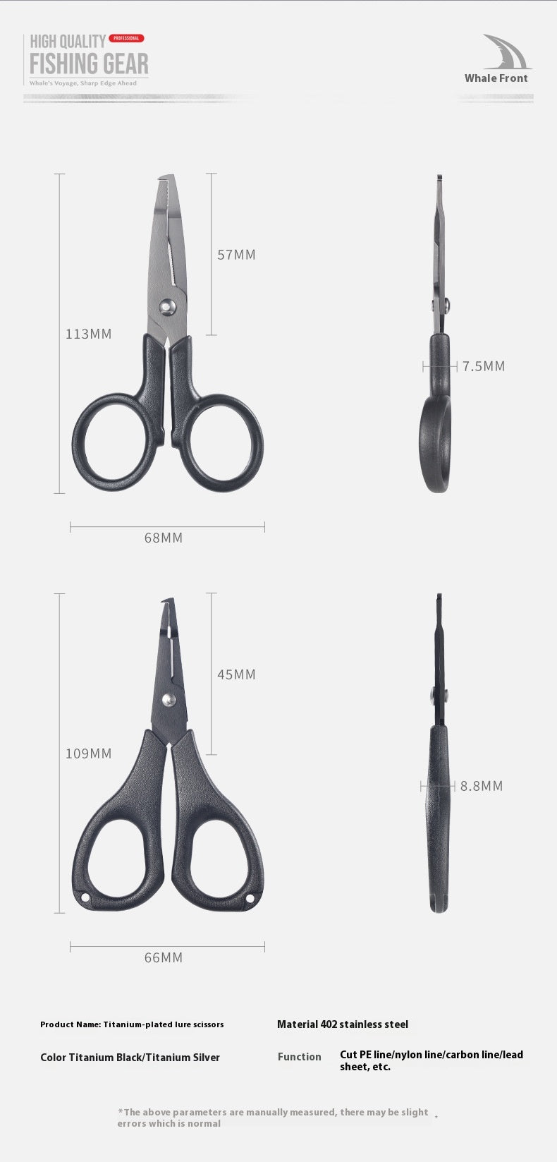Titanium Coated Multi-Function Lure Fishing Scissors Wholesale Cutting Line PE Line Loop Opening Hook Tying Pliers with Safety Rope