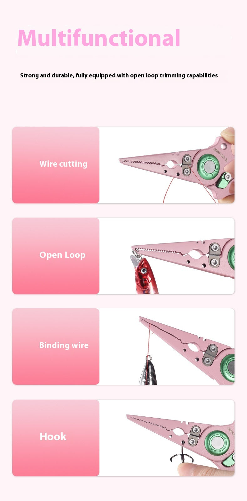 Stainless Steel Integrated Lure Pliers Multi-Functional Fishing Lure Pliers Fish Control Fishing Bait Change Line Cutting Ring Opening Fishing Gear