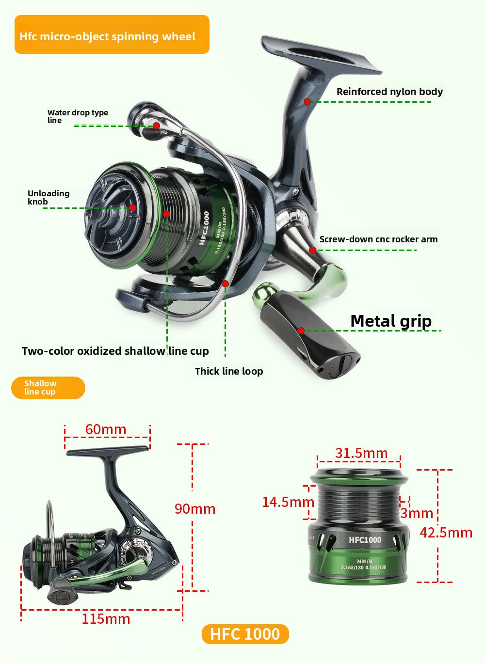 Fishing Reel Lure Metal Lure Spinning Reel Double Grip Pellet Micro Shallow Line Cup Fishing Reel Fishing Line Reel Fishing Reel