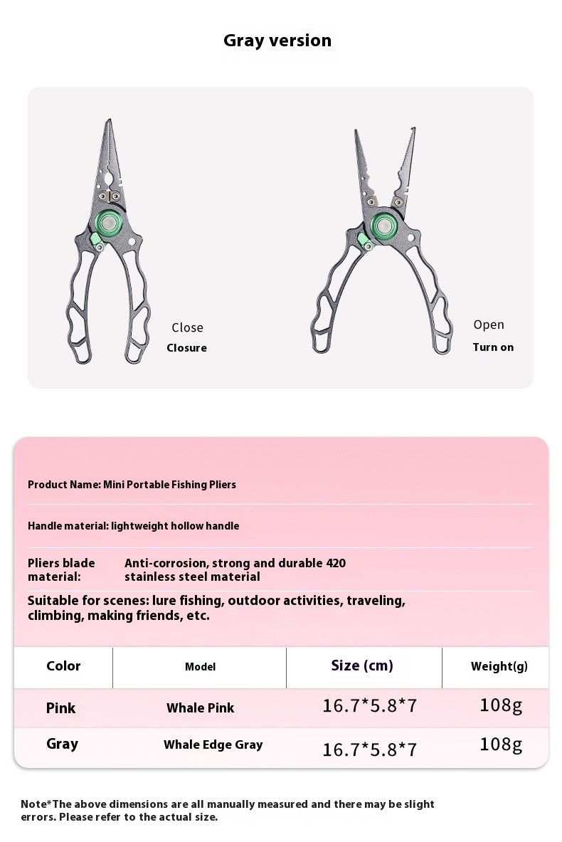 Stainless Steel Integrated Lure Pliers Multi-Functional Fishing Lure Pliers Fish Control Fishing Bait Change Line Cutting Ring Opening Fishing Gear