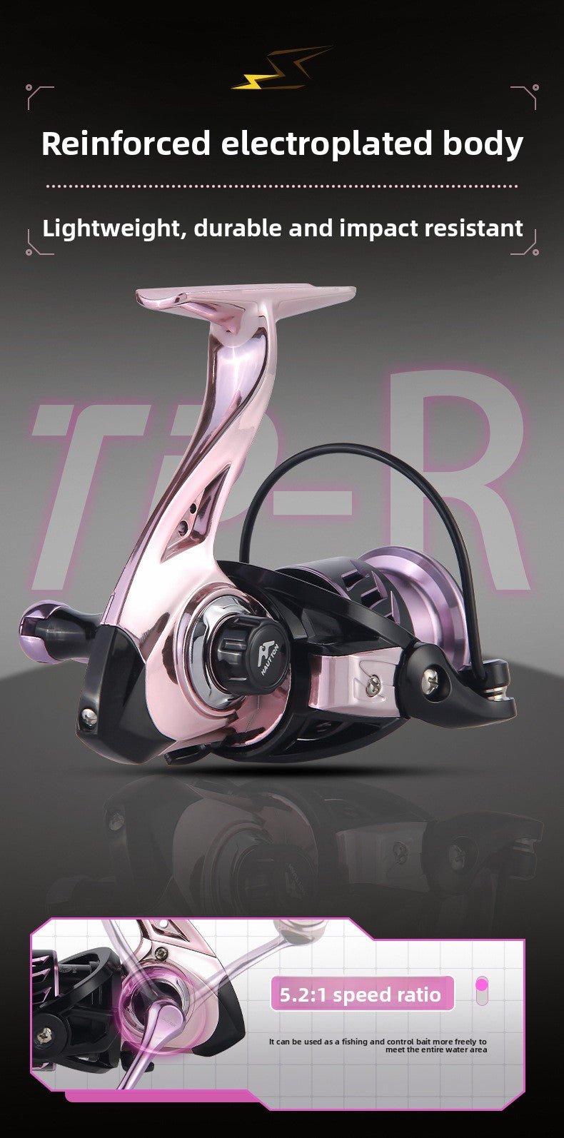 Micro Fishing Reel Deep Line Cup Fishing Reel Sea Fishing Reel Black Electroplated Fishing Reel Lure Spinning Reel