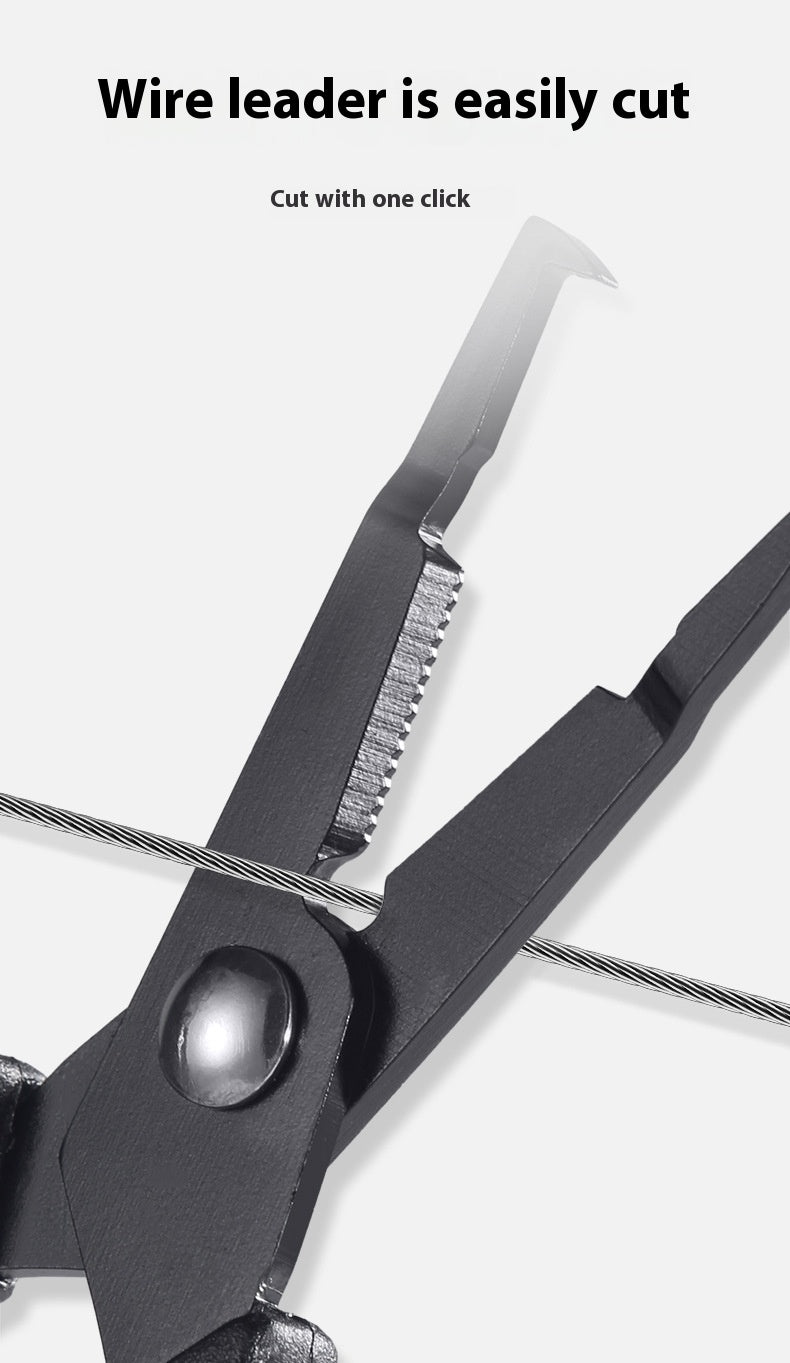 Titanium Coated Multi-Function Lure Fishing Scissors Wholesale Cutting Line PE Line Loop Opening Hook Tying Pliers with Safety Rope