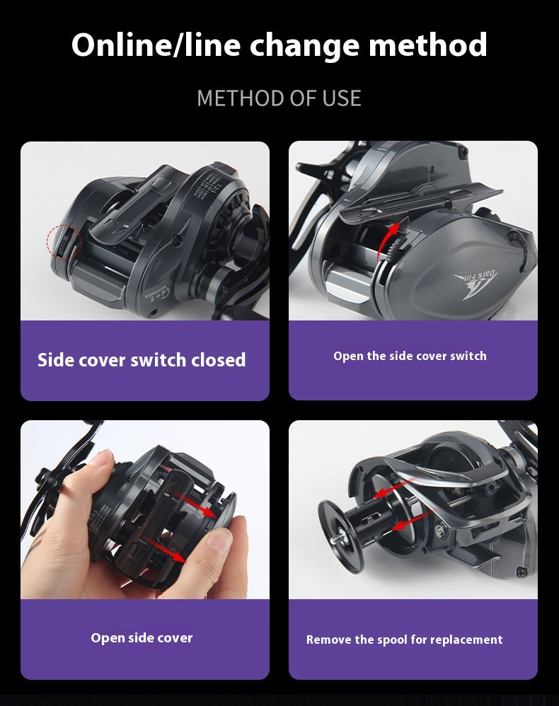 Anti-Explosion Line Long Casting Baitcasting Reel 7.2:1 Gear Ratio with Drag Alarm Fishing Reel Short Shaft Line Cup Fishing Reel