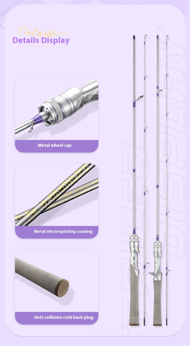 Carbon Fiber Micro Lure Rod Wholesale 1.68m UL Hardness 69g Horse Mouth White Strip Fishing Rod L Adjustment Soft Wood Grip