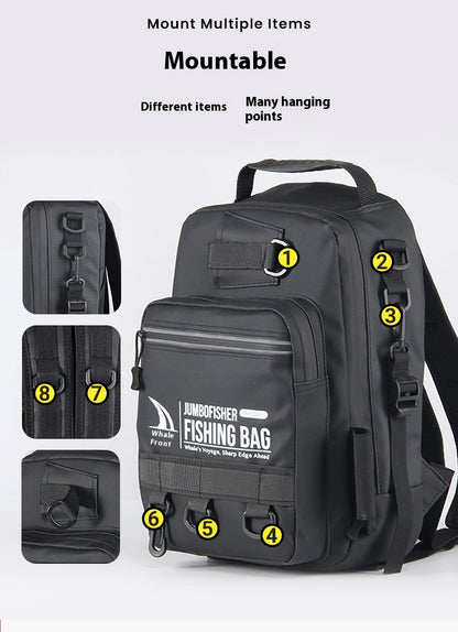 Large Capacity Lure Bag Wholesale, Can Insert Lure Rod, Multifunctional Fishing Backpack, Single Shoulder Bag, 3-Layer Storage