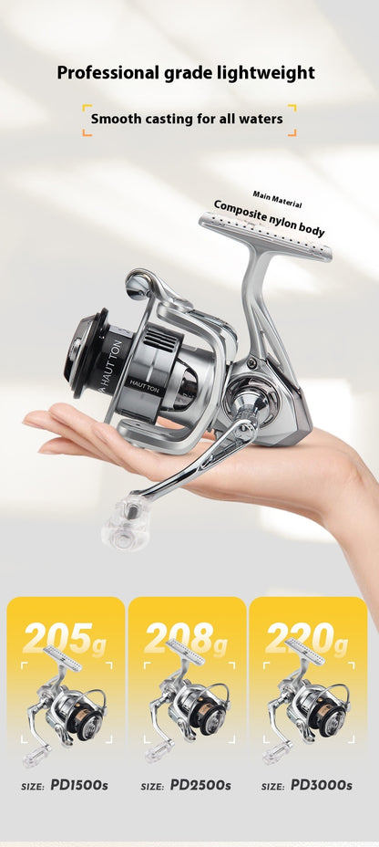Long Casting Micro Lure Spinning Reel 5.2:1 Fishing Reel Gapless Metal Line Cup Fishing Reel