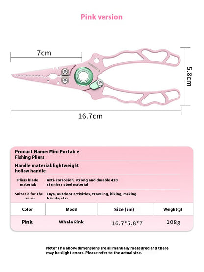 Stainless Steel Integrated Lure Pliers Multi-Functional Fishing Lure Pliers Fish Control Fishing Bait Change Line Cutting Ring Opening Fishing Gear