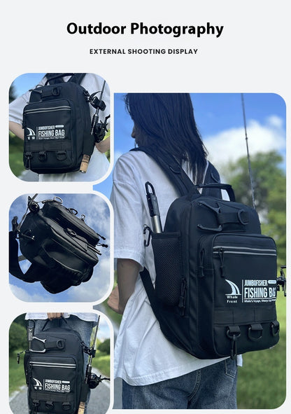 Large Capacity Lure Bag Wholesale, Can Insert Lure Rod, Multifunctional Fishing Backpack, Single Shoulder Bag, 3-Layer Storage