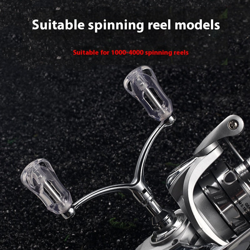 Spinning Wheel Metal Double Crank Arm Fishing Wheel CNC Crank Handle DIY Modified Grip Compatible with 1000-4000 Models