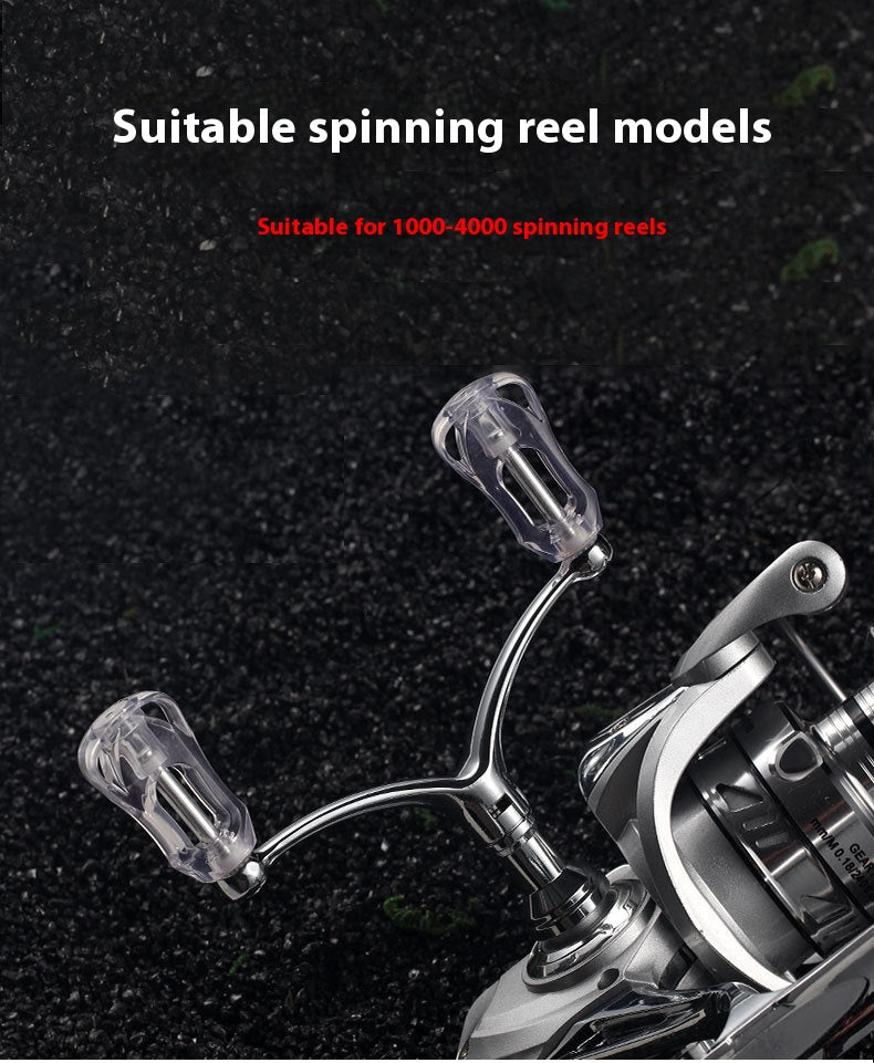 Spinning Wheel Metal Double Crank Arm Fishing Wheel CNC Crank Handle DIY Modified Grip Compatible with 1000-4000 Models