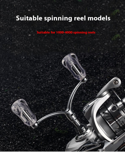Spinning Wheel Metal Double Crank Arm Fishing Wheel CNC Crank Handle DIY Modified Grip Compatible with 1000-4000 Models