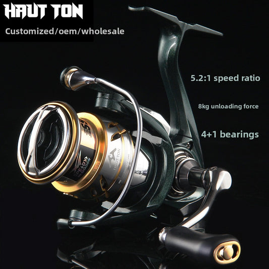 2025 New Micro Fishing Reel Lure Casting Spinning Reel 4+1 Bearings 5.2:1 Horse Mouth White Strip Fish Reel