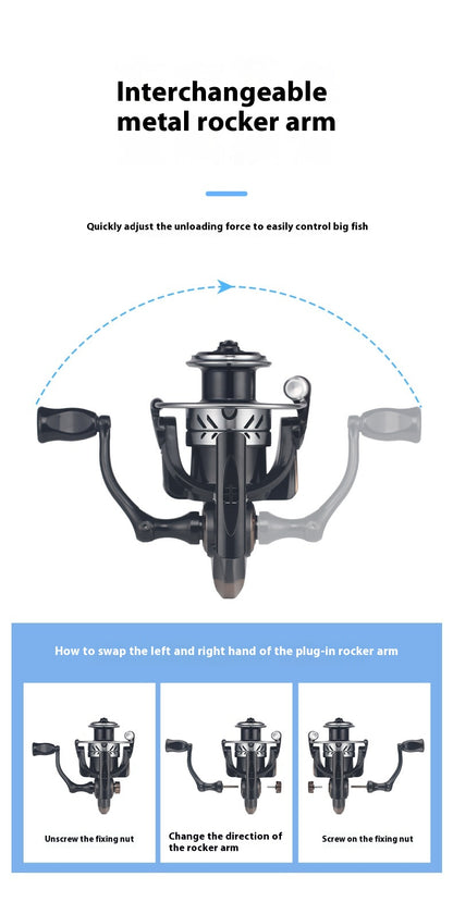 Seamless Lure Long Casting Spinning Reel 5.2:1 Micro Fishing Reel Fishing Line Reel Sea Rod Sea Fishing Reel BW