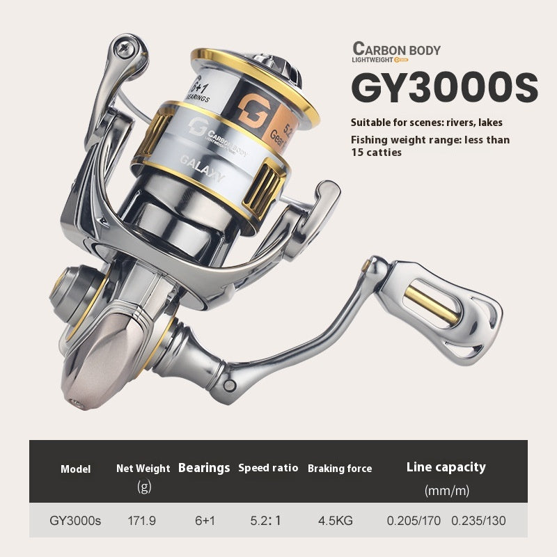 Micro Spinning Wheel Carbon Body Only 165g Long Casting Lure Fishing Reel 6+1 Bearing Screw-in Fishing Reel