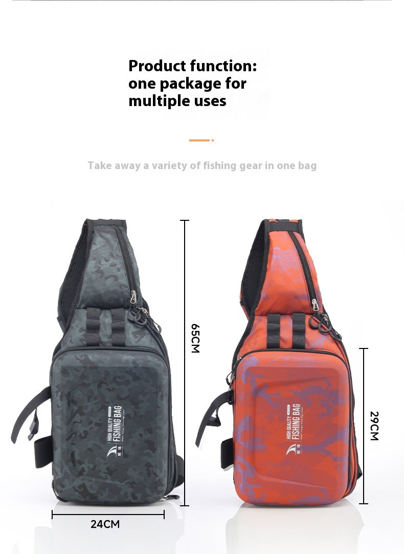 Large Capacity Fishing Bag Wholesale Multifunctional Hard Shell Crossbody Bag Waterproof Lure Bag Can Hang Rod and Fish Controller