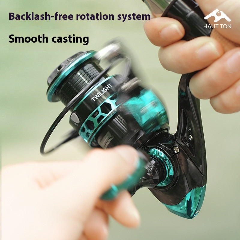 Gap-Free Long Casting Lure Spinning Reel Double Handle Squid Reel Micro Fishing Reel 5.2:1 Casting Reel Fishing Reel