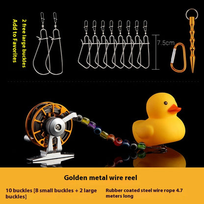Haodun Little Yellow Duck Live Fish Clip Wholesale Metal Stainless Steel Lure Live Fish Clip Set Fish Lock Clip Fish Clip Wheel Fishing Clip