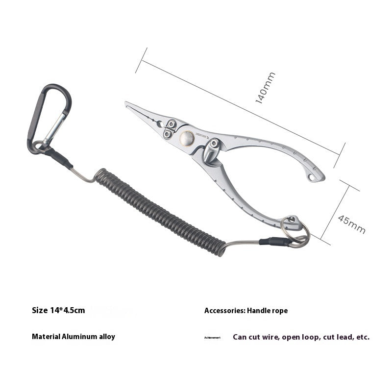Multifunctional Micro Lure Pliers with Anti-Lost Rope, Rust-Resistant Aluminum Alloy Pliers for Hook Removal, Ring Opening, and Lead Pressing Lure Pliers