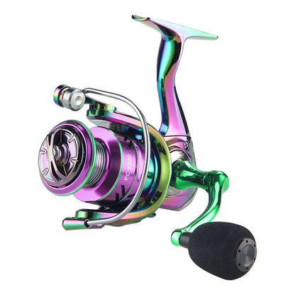 Electroplated Colorful Spinning Wheel Wholesale Gap-Free Fishing Reel 3+1 Bearing Fishing Line Reel Metal Line Cup Long Casting Reel