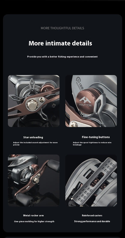 Micro Lure Baitcasting Reel Wholesale 6.3:1 Gear Ratio with Drag Alarm Long Casting Fishing Reel 5+1 Fishing Line Reel