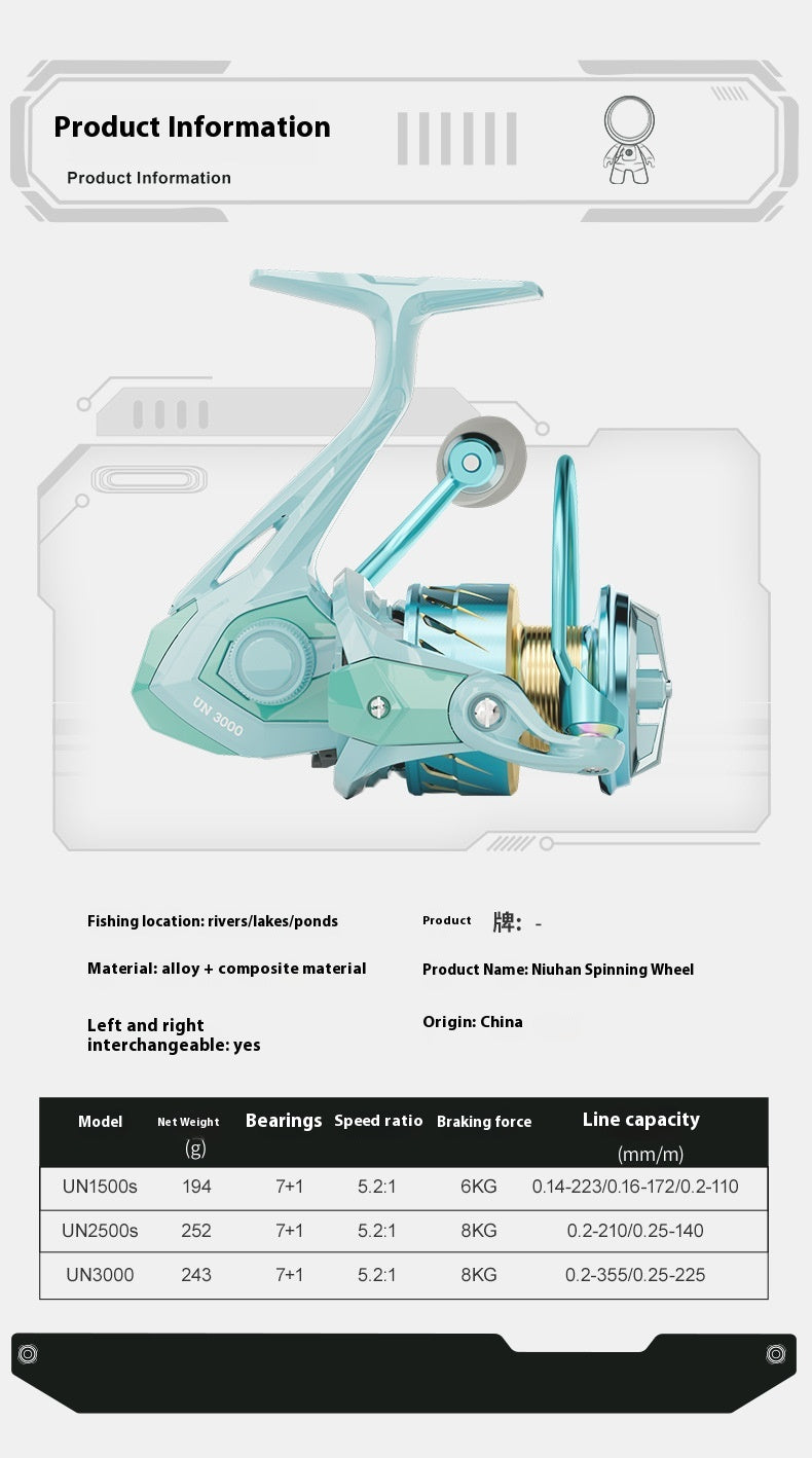 Macaron Lure Spinning Reel Wholesale Shallow Line Cup 7+1 Bearing 5.2:1 Gear Ratio Fishing Reel Long Casting Fishing Reel