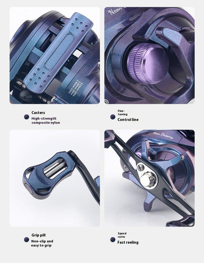Lure Baitcasting Reel Wholesale Temu Cross-Border Universal Line Cup Fishing Reel Sea Rod Reel Black Colorful Fishing Reel ND