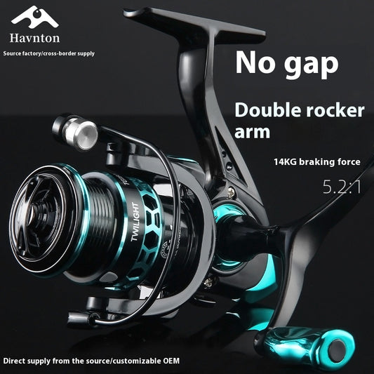 Gap-Free Long Casting Lure Spinning Reel Double Handle Squid Reel Micro Fishing Reel 5.2:1 Casting Reel Fishing Reel