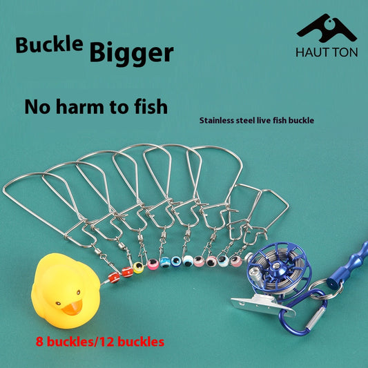 Haodun Little Yellow Duck Live Fish Clip Wholesale Metal Stainless Steel Lure Live Fish Clip Set Fish Lock Clip Fish Clip Wheel Fishing Clip