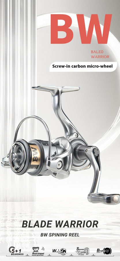 Haodun Micro Fishing Reel Long Casting Lure Carbon Spinning Reel Screw-in Handle 5+1 Bearings Stream Crappie Reel