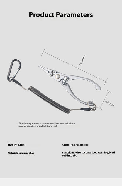 Multifunctional Micro Lure Pliers with Anti-Lost Rope, Rust-Resistant Aluminum Alloy Pliers for Hook Removal, Ring Opening, and Lead Pressing Lure Pliers