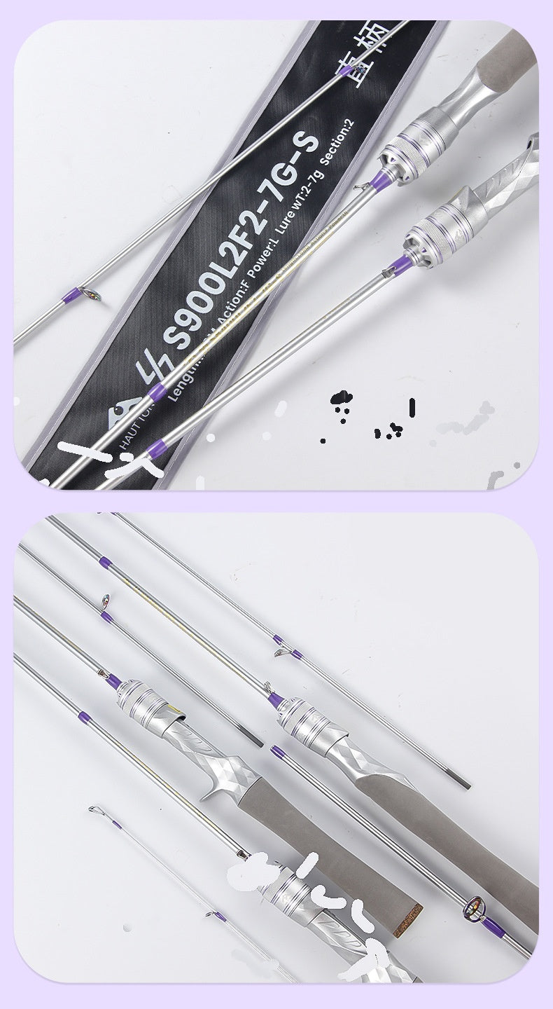 Carbon Fiber Micro Lure Rod Wholesale 1.68m UL Hardness 69g Horse Mouth White Strip Fishing Rod L Adjustment Soft Wood Grip