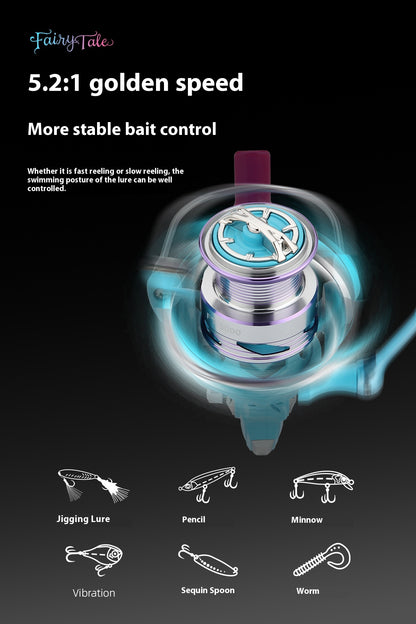 Anti-Explosion Line Long Casting Spinning Reel Wholesale 3+1 Gap-Free Fishing Reel 5.2:1 Double Arm Fishing Reel Micro Reel