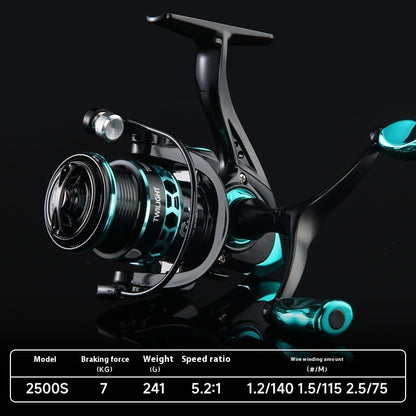 Gap-Free Long Casting Lure Spinning Reel Double Handle Squid Reel Micro Fishing Reel 5.2:1 Casting Reel Fishing Reel