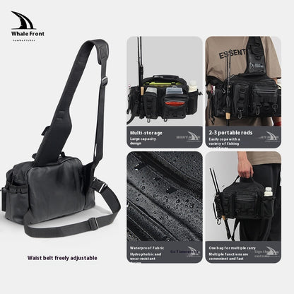 Waterproof Large Capacity Lure Bag Multi-Functional Rod Insert Backpack Outdoor Fishing Bag Single Shoulder Crossbody Bag