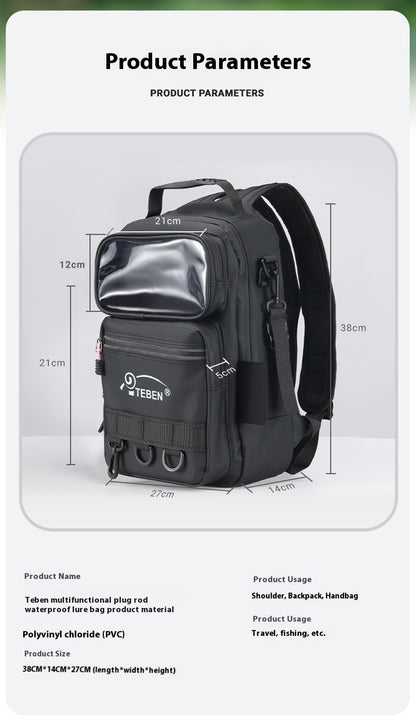 Multifunctional Lure Backpack Waterproof Outdoor Bag Rod Insert Fishing Bag Large Capacity Chest Bag Single Shoulder Bag