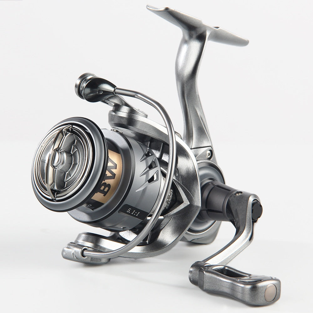 Haodun Micro Fishing Reel Long Casting Lure Carbon Spinning Reel Screw-in Handle 5+1 Bearings Stream Crappie Reel