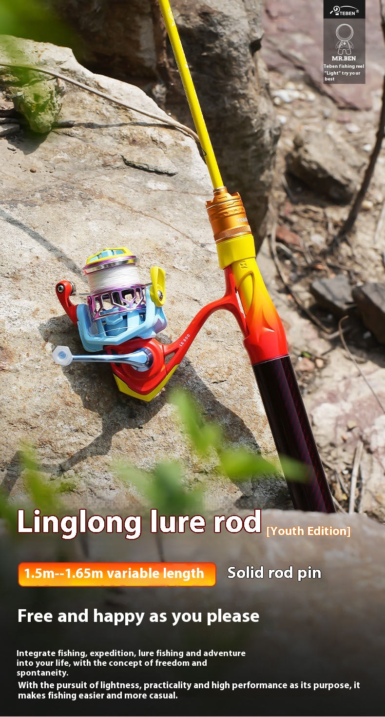 Linglong Youth Edition Lure Rod Five Sections Change to Four Sections Casting Rod Stream Mouth White Strip UL Micro Rod Fishing Rod