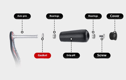 Jingfeng Carbon Water Drop Wheel Crank Arm Only 30g with Carbon Grip Ball, Modifiable DIY Accessories Fishing Wheel Crank Arm with Bearing