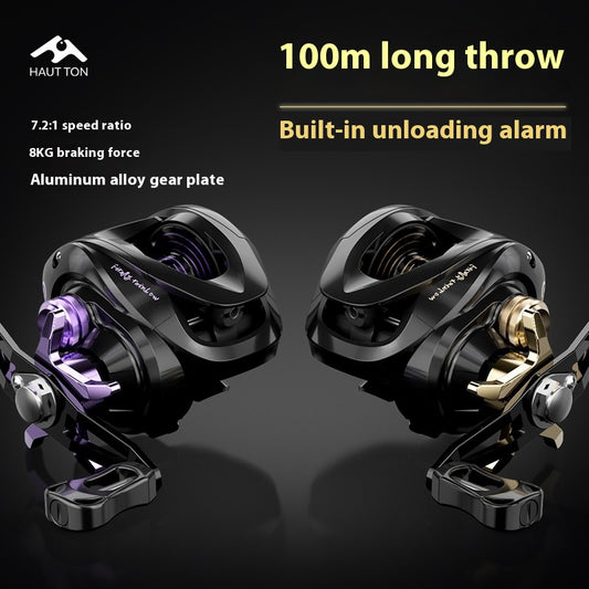 Electroplated Universal Water Drop Reel Lure Casting Fishing Reel with Drag Alarm 7.2:1 Metal Fishing Reel