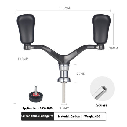 Carbon Spinning Wheel Single Handle Only 32g Four-Corner Double Handle 1000-4000 Model Universal Hexagonal Handle