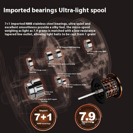 Long Casting Lure Baitcasting Reel Wholesale 7+1 Bearing 7.2:1 Gear Ratio Fishing Reel Micro Fishing Reel Sea Rod Reel
