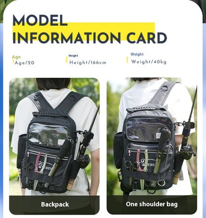 Multifunctional Lure Backpack Waterproof Outdoor Bag Rod Insert Fishing Bag Large Capacity Chest Bag Single Shoulder Bag