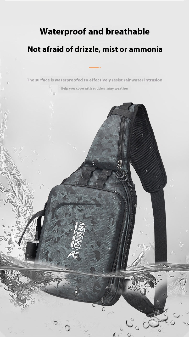 Large Capacity Fishing Bag Wholesale Multifunctional Hard Shell Crossbody Bag Waterproof Lure Bag Can Hang Rod and Fish Controller