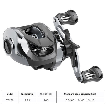 Lure Baitcasting Reel Wholesale 7.2:1 Fishing Reel with Drag Alarm Black Fishing Reel Long Casting Fishing Reel Fishing Line Reel TP