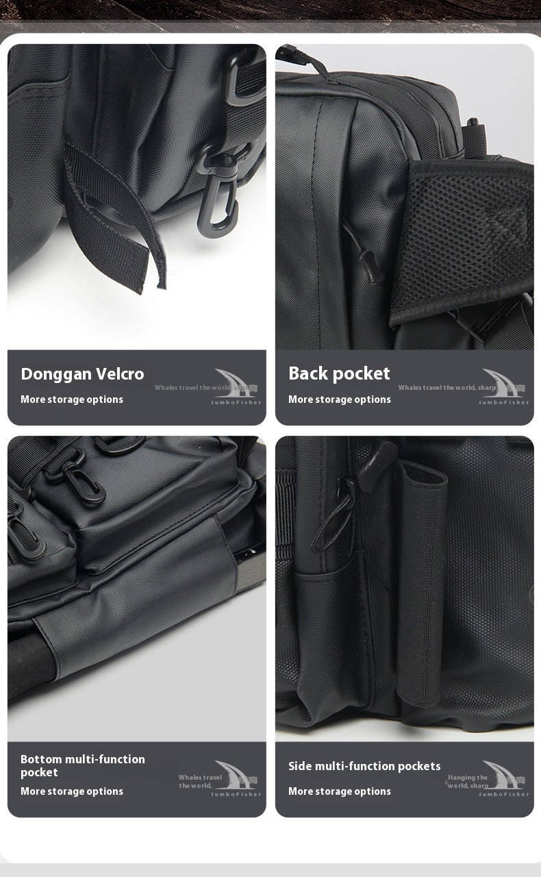 Waterproof Large Capacity Lure Bag Multi-Functional Rod Insert Backpack Outdoor Fishing Bag Single Shoulder Crossbody Bag